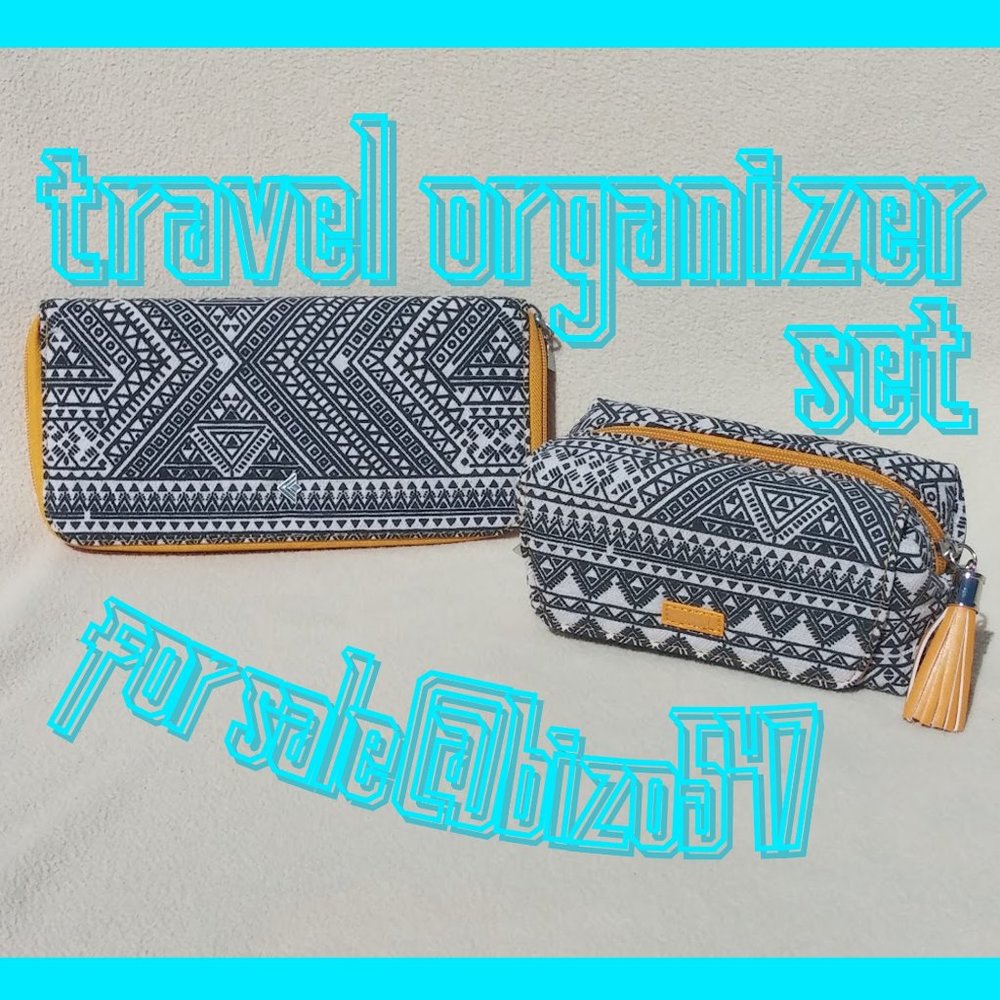 Silpada Yellow Gold Mustard Southwest Geometric Cosmetic Pouch Travel Organizer